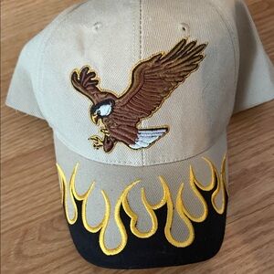 Eagle Embroidered Cap with Flame Design
